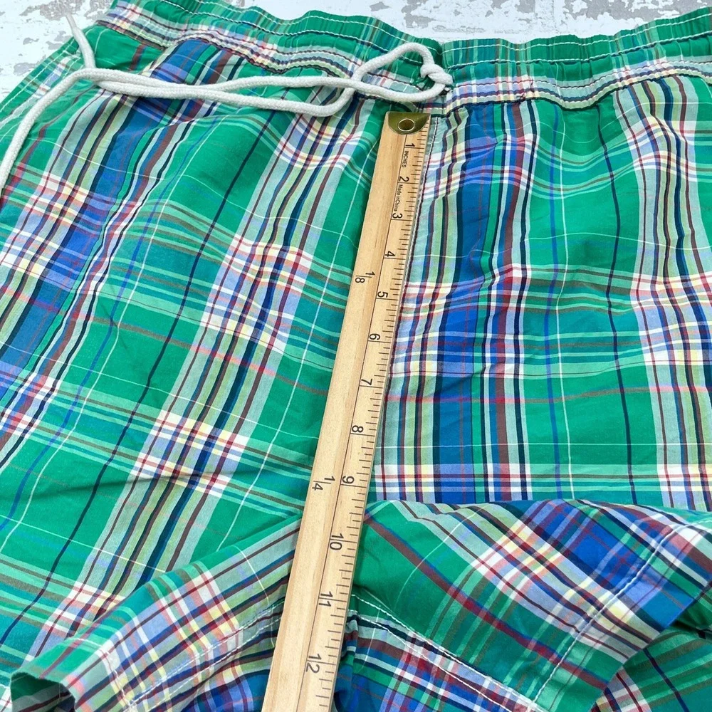 Vintage‎ Polo Ralph Lauren Swim Trunks Men Large Green Bored Shorts 90s Tartan